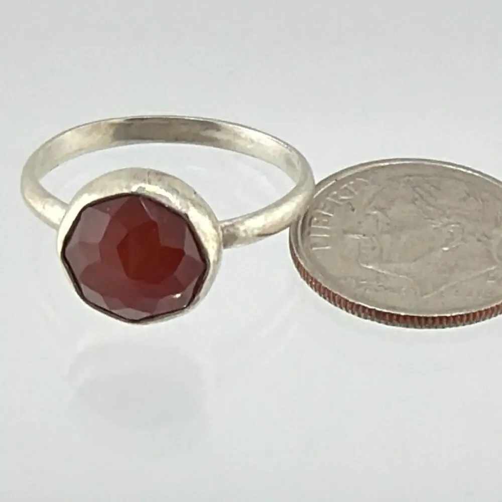 Blood Red Faceted Carnelian Sterling Silver Ring Artisan Jewelry 8